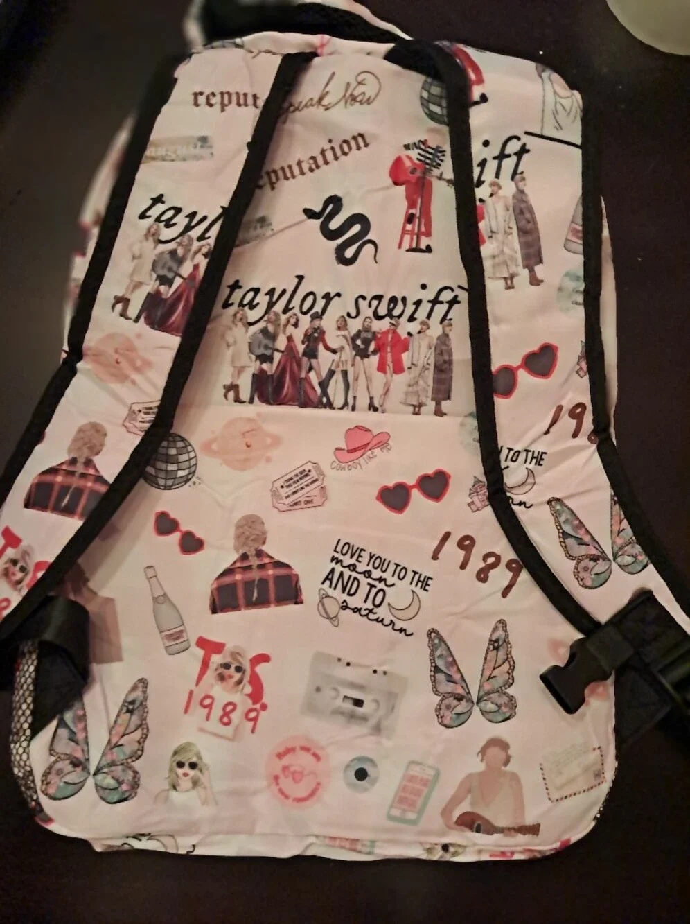 Kids Printed Taylor Swift Backpack in Cream with Multi-Color Graphics